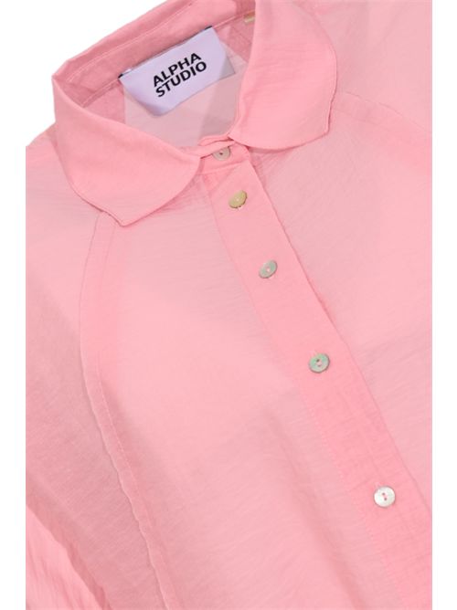 Camicia relaxed in mussola di cotone Rosa Alpha Studio | AD-6542L2015